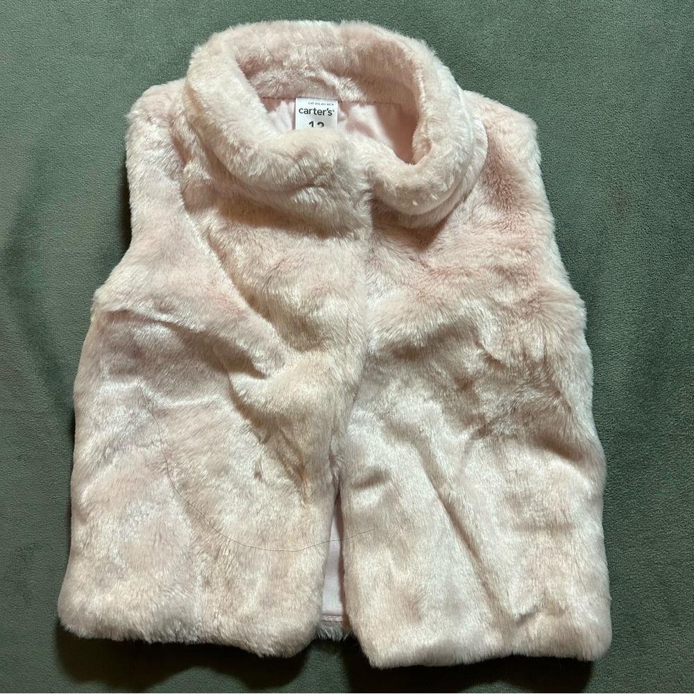 Carter’s pink fun fur vest  (Size 12 M)